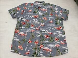 SSLR Shirt Mens 2XL Blue Flamingo Hawaiian Button Up Short Sleeve Tropical